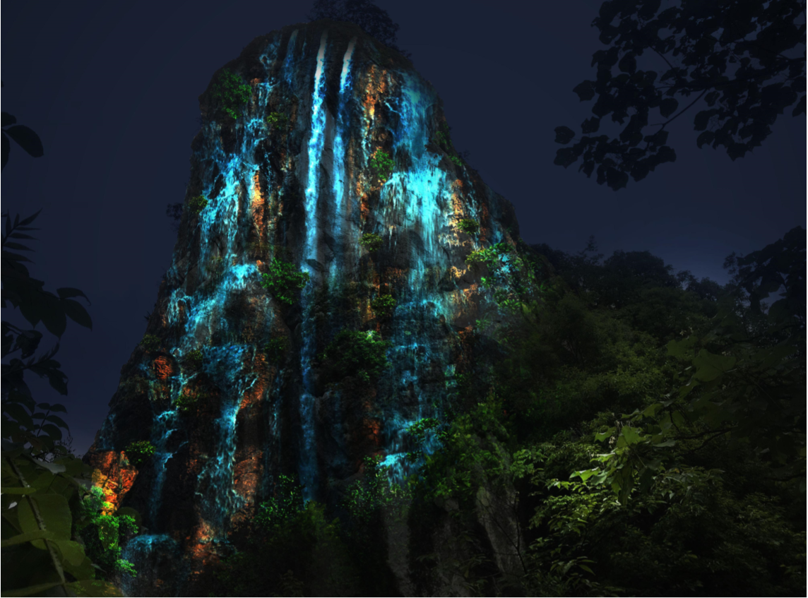 貴州六盤水朗岱山瀑布投影秀