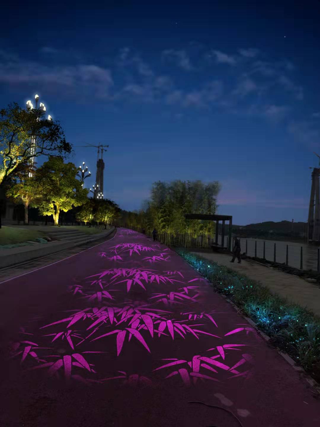 宜賓長江公園人行橫道投影